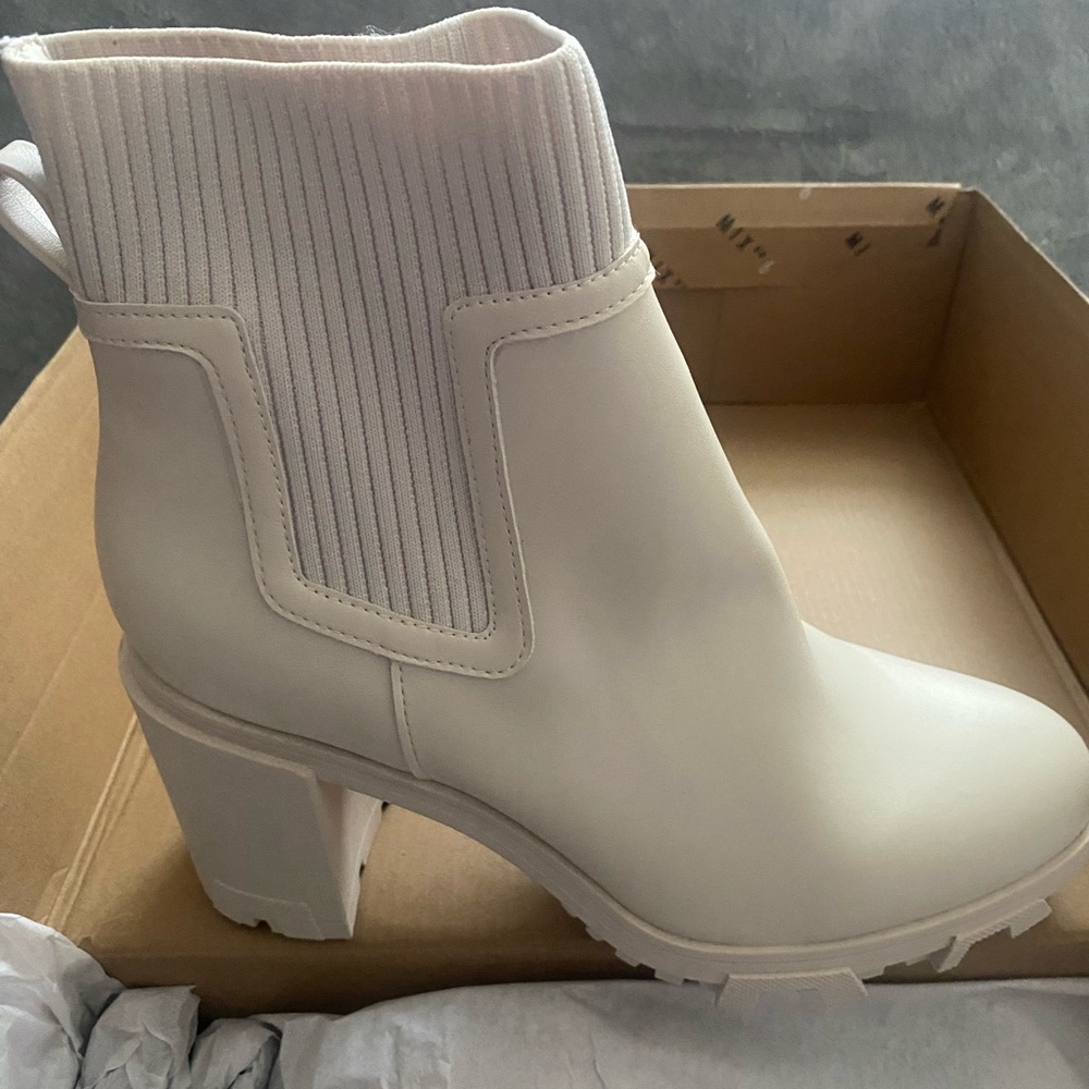 Mix No 6 Elegant Cream Ankle Boots - Picture 2 of 4